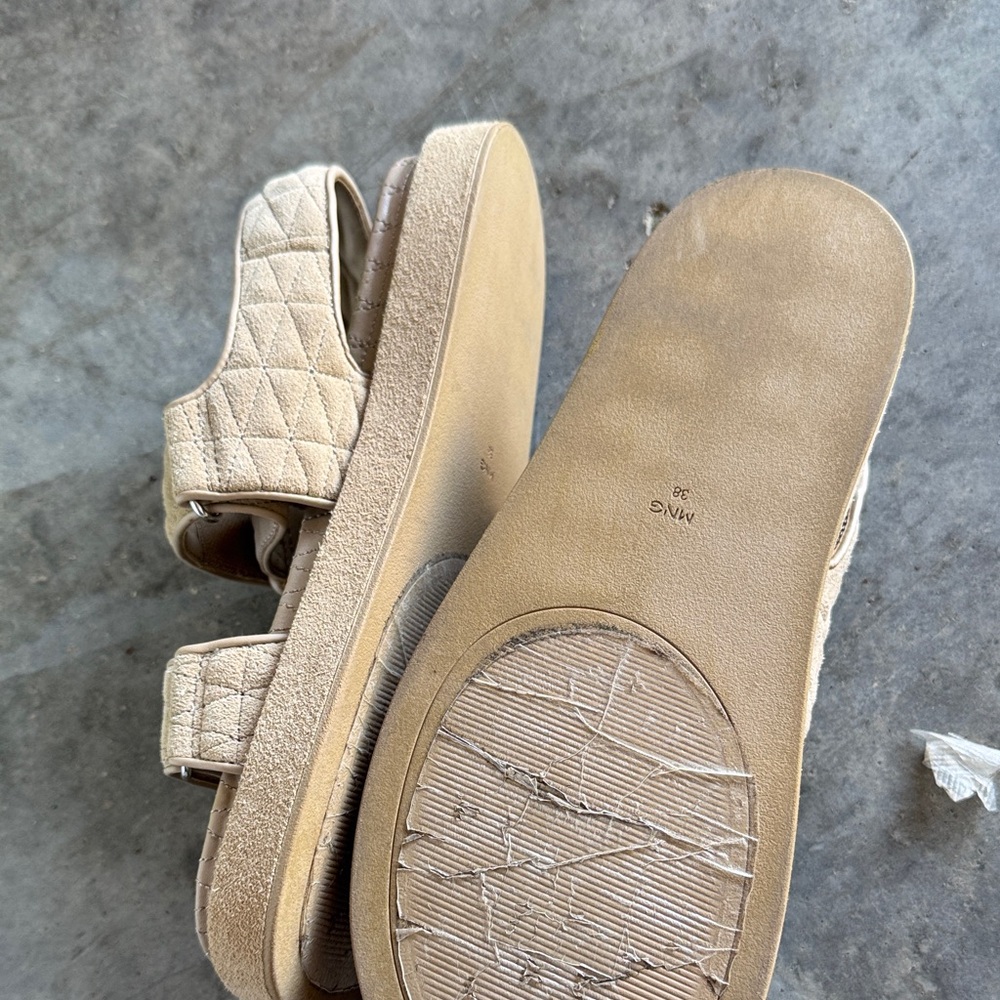 Mango Tan Quilted Strap Sandals - Picture 3 of 4